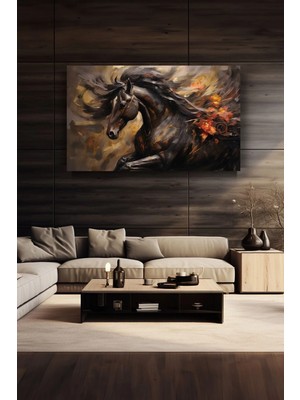 Lona Sanat Siyah Asil At Sanatsal Kanvas Tablo