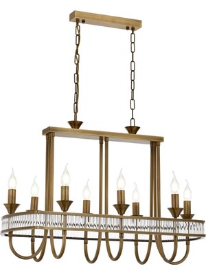 Avonni AV-1890-8E-YM Eskitme Kaplama Modern Avize E14 Metal Kristal H: 100 cm, WxD: 80x40 cm