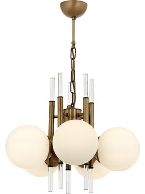 Avonni AV-1893-5E Eskitme Kaplama Modern Avize E27 Metal Cam H: 60 cm, Ø: 50 cm