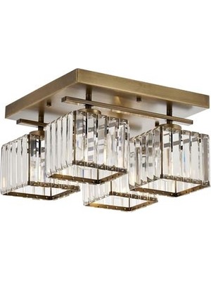 Avonni AV-1795-4E Eskitme Kaplama Modern Avize E27 Metal Kristal H: 22 cm, Ø: 40 cm