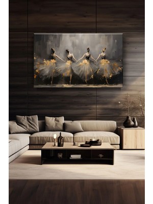 Lona Sanat Balerin Kızlar Yağlı Boya Görünümlü Sanatsal Kanvas Tablo Salon Oturma Yatak Odası Ofis Antre 0201