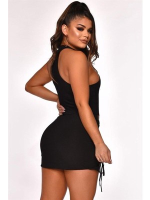 Najmaddin Beruflic Yırtmaçlı Mini Elbise Najmaddin