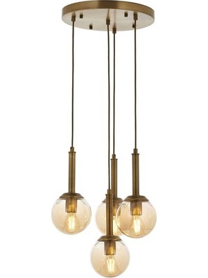 Avonni AV-1781-4ET Eskitme Kaplama Modern Avize E27 Metal Cam H: 90 cm, Ø: 40 cm