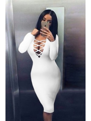 Najmaddin Beruflic B101232 Uzun Kollu Elbise Najmaddin