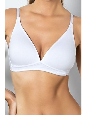 Najmaddin Beruflic Beyaz Günlük Konforlu Ince Nefes Alan Süngerli Pamuk Sütyen, Kadın Iç Giy