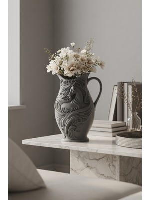 My Craft 3D At Desenli Dekoratif Vazo Mat Dokulu Çiçeklik Modern Ev Ofis Masa Raf Salon Süs Aksesuarı 15X10 cm