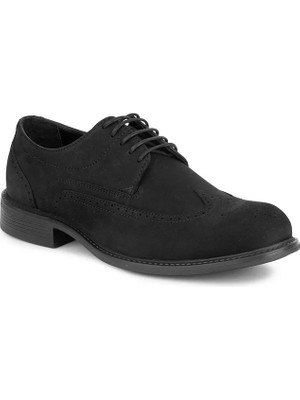 Yds Shop 22-1110 Extralıght - Ultra Hafif Deri Klasik Ayakkabı -Siyah Nubuk