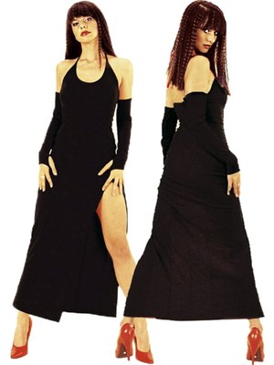 Najmaddin Beruflic B101199 Derin Yırbrfaçlı Eldivenli Elbise Najmaddin