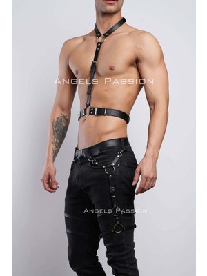 Najmaddin Beruflic Erkek  Jartiyer ve Göğüs Harness, Deri Erkek  Bacak Harness, Deri Göğüs Har