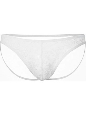 Najmaddin Beruflic Seksi Dantelli Arkası Açık Seksi Beyaz Erkek Külot Najmaddin