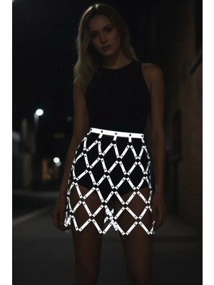 Najmaddin Beruflic Kare Detaylı Şık Deri Harness Etek - BRF694 Najmaddin