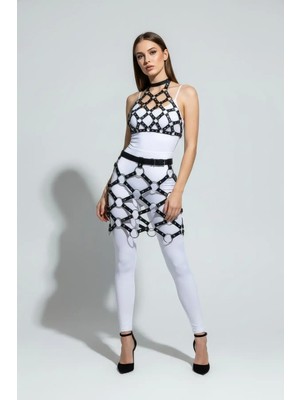 Najmaddin Beruflic Siyah Etek Metal Halka Detaylı Etek Suni Deri Etek Kafes Yapılı - BRF1289 Najm