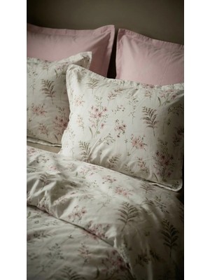Nesco %100 Pamuk Çift Kişilik Nevresim Takımı 200X220 cm Lastikli Çarşaflı Pembe Çiçek Desenli