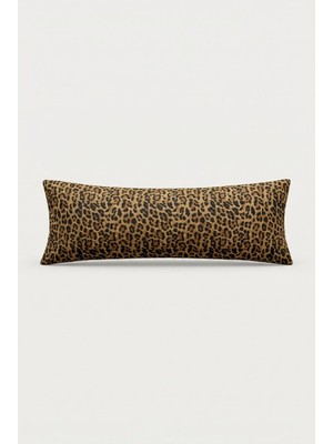Nesco Leopar Desenli Dolgulu Uzun Yastık 50X120 cm %100 Pamuk Dekoratif Yastık Hamile Yan Yatış Yastığı