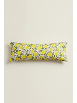 Nesco Limon Desenli Büyük Boy Içi Dolu Uzun Yastık 50X120 cm %100 Pamuk Dolgulu Hamile Yan Yatış Yastığı