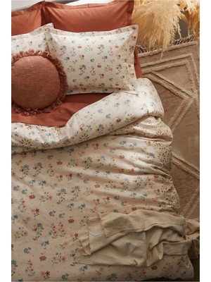 Nesco Çift Kişilik 200X220 cm Çiçek Desenli Nevresim Takımı Düz Lastikli Çarşaflı 160X200 cm 4 Yastıklı