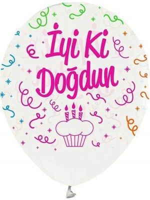 Keskin Sound Çepeçevre Iyi Ki Doğdun Baskılı Beyaz Balon