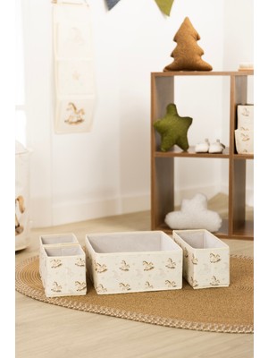 Koza Home Tidy Kids Atlı Karınca Desenli Poplin 4'lü Çekmece Içi Organizer 6020