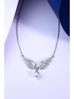 INNUENDO JEWELRY 925 Ayar Gümüş Melek Kanadı Inci Kolye