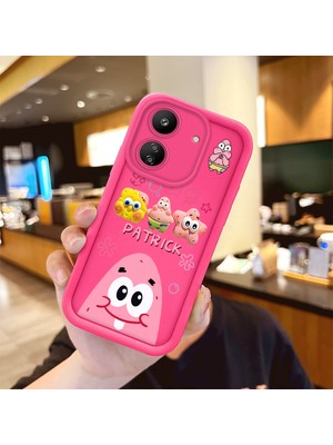 HONTINGA Poco C65 ile Uyumlu Kılıfı Düşüme Önleyici Basitlik Anti Düşme Kamera Korumali Şirin Sünger Bob Desen Gül Kırmızı Yumuşak Silikon Telefon Kılıfı Kadın ve Erkek Için Uygundur K8-0070
