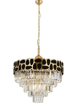 Avonni AV-1823-S60 Sarı Kaplama Modern Avize E27 Metal Kristal H: 115 cm, Ø: 58 cm