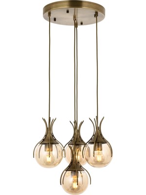 Avonni AV-1766-4ET Eskitme Kaplama Modern Avize E27 Metal Cam H: 100 cm, Ø: 40 cm