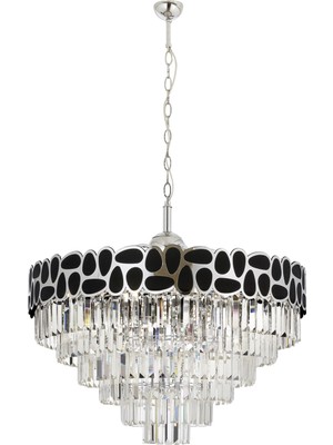 Avonni AV-1823-K80 Krom Kaplama Modern Avize E27 Metal Kristal H: 115 cm, Ø: 80 cm