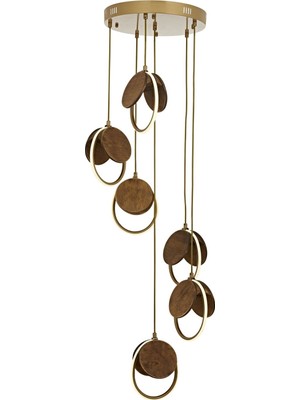 Avonni AV-1847-6ET Eskitme Kaplama Modern Avize LED Ahşap Silikon H: 120 cm, Ø: 40 cm