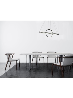 Avonni AV-1829-2BSY Siyah Boya Modern Avize LED Metal Pleksi H: 110 cm, WxD: 110x14 cm