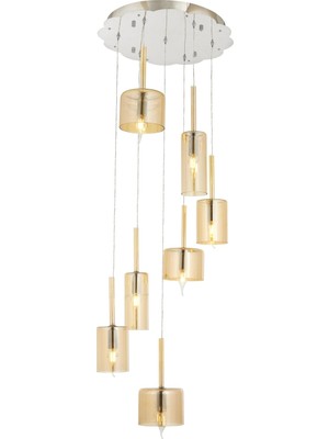 Avonni AV-1675-7KT Krom Kaplama Modern Avize E14 Metal Cam H: 120 cm, Ø: 45 cm