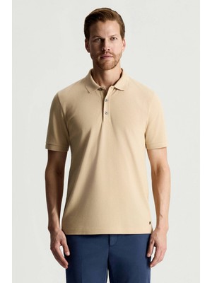 Hemington Lyocell Pamuk Kumaş Bej Polo Yaka T-Shirt