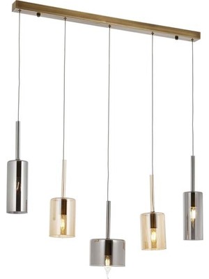 Avonni AV-1675-5EY-BF Eskitme Kaplama Modern Avize E14 Metal Cam H: 80 cm, WxD: 70x15 cm