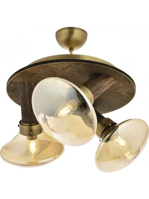 Avonni AR-1682-3E Eskitme Kaplama Modern Avize E14 Metal Ahşap H: 40 cm, Ø: 35 cm