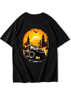 Brz Collection Unisex Oversize Jeep T-Shirt Siyah