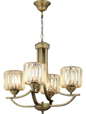 Avonni AV-65226-4E Eskitme Kaplama Modern Avize E27 Metal Kristal H: 82 cm, Ø: 55 cm
