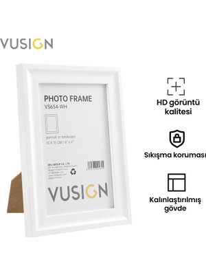 Vusign Vusıgn Mdf Fotoğraf Çerçevesi 10X15 cm Siyah Kabartmalı Çerçeve Masaüstü ve Duvar Askılı