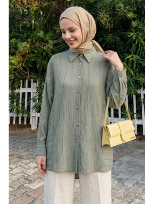inStyle Sim Şeritli Mint Yeşili Gömlek