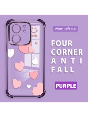 HONTINGA Xiaomi Mi 13T ile Uyumlu Şeffaf Kılıfı Düşüme Önleyici Basitlik Anti Düşme Kamera Korumali Kalp Desen Yumuşak Silikon Telefon Kılıfı Kadın ve Erkek Için Uygundur K3-0116