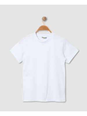 Alme DÜZ BEYAZ ÇOCUK TİŞÖRT - %100 PAMUK UNISEX KALIP (Bir Beden Büyük Önerilir)