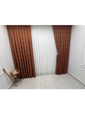 Nivemes Home Nivemeshome Sedef 3-0011 Kiremit 1/3 Pileli Fon Perde