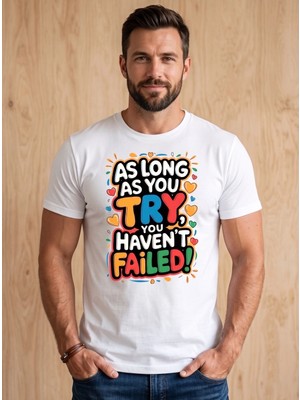 Durak Reklam As Long As You Try deseni ütü ile uygulanabilinen DTF tekstil baskı