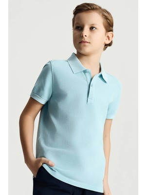 Hemington Saf Pamuk Açık Mavi Polo Yaka Çocuk T-Shirt