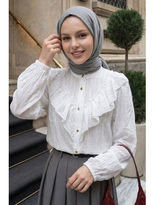 inStyle Fırfır Yaka Beyaz Gömlek