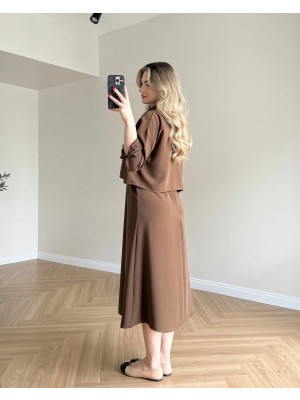 Narstorm Minimal Şık Midi Elbise Gömlek Takım