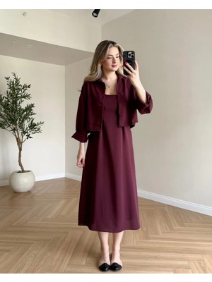 Narstorm Minimal Şık Midi Elbise Gömlek Takım