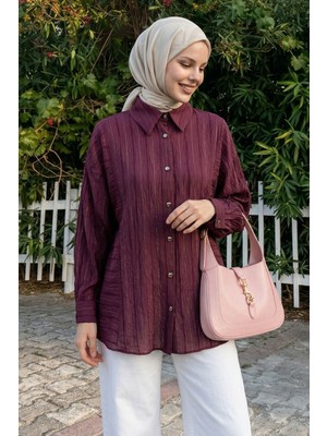 inStyle Sim Şeritli Mürdüm Gömlek
