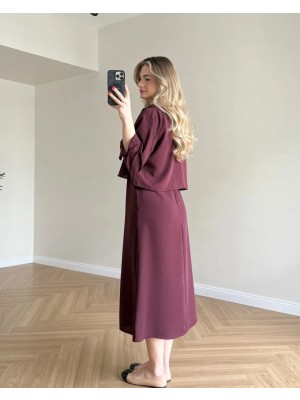 Narstorm Minimal Şık Midi Elbise Gömlek Takım