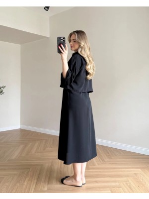 Narstorm Minimal Şık Midi Elbise Gömlek Takım