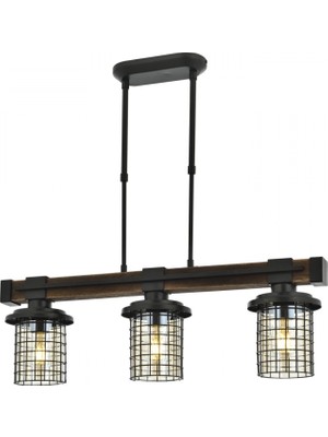 Avonni AV-4216-3EY Eskitme Kaplama Modern Avize E27 Metal Ahşap H: 70 cm, WxD: 75x15 cm
