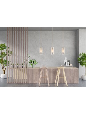 Avonni AV-4046-1K Krom Kaplama Modern Avize E14 Metal Cam H: 115 cm, Ø: 11 cm